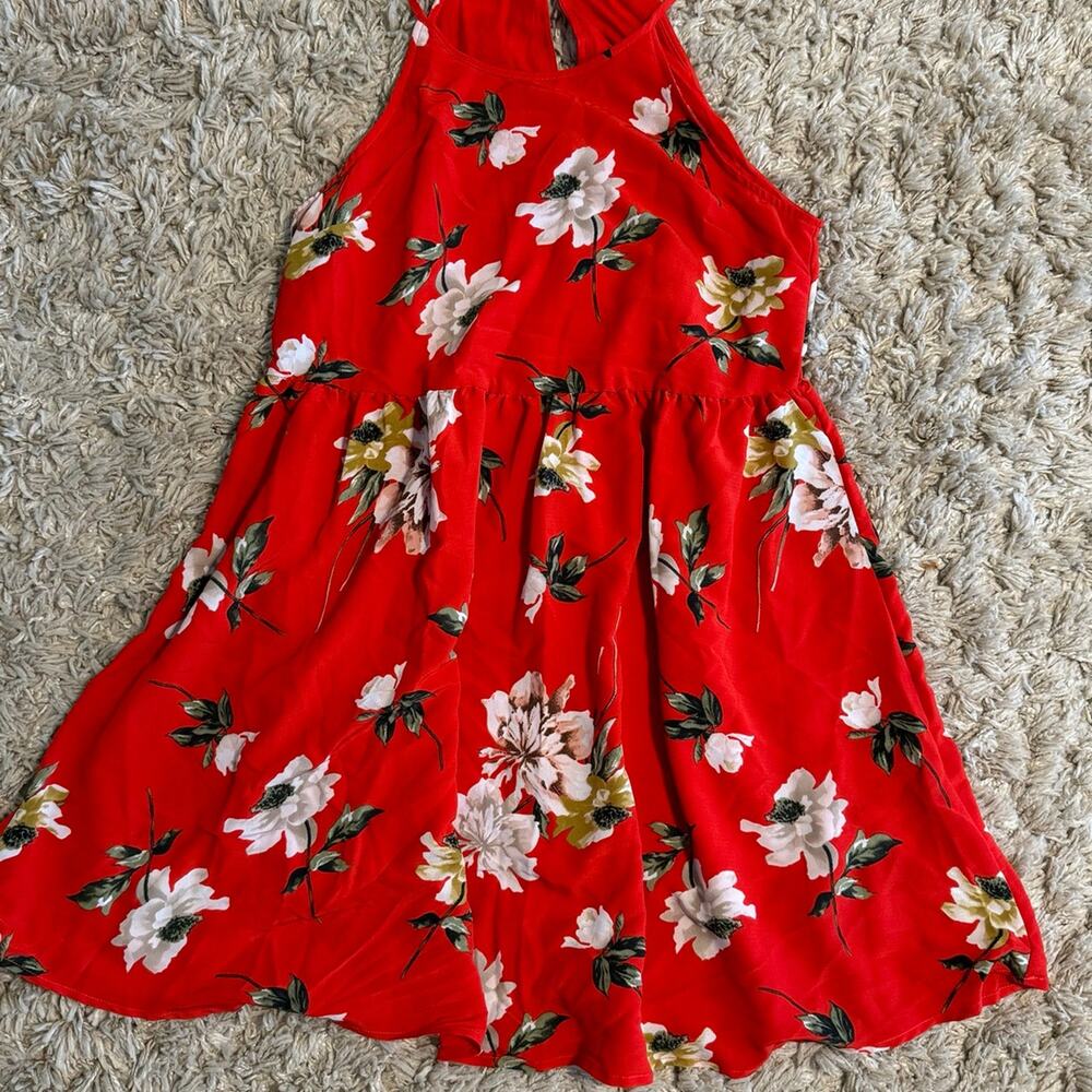 Small women’s red floral dress